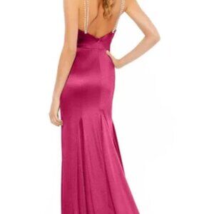 MAC DUGGAL Dress Size 2 Evening Gown Rhinestone Straps NEW Bright Fuchsia FLAW